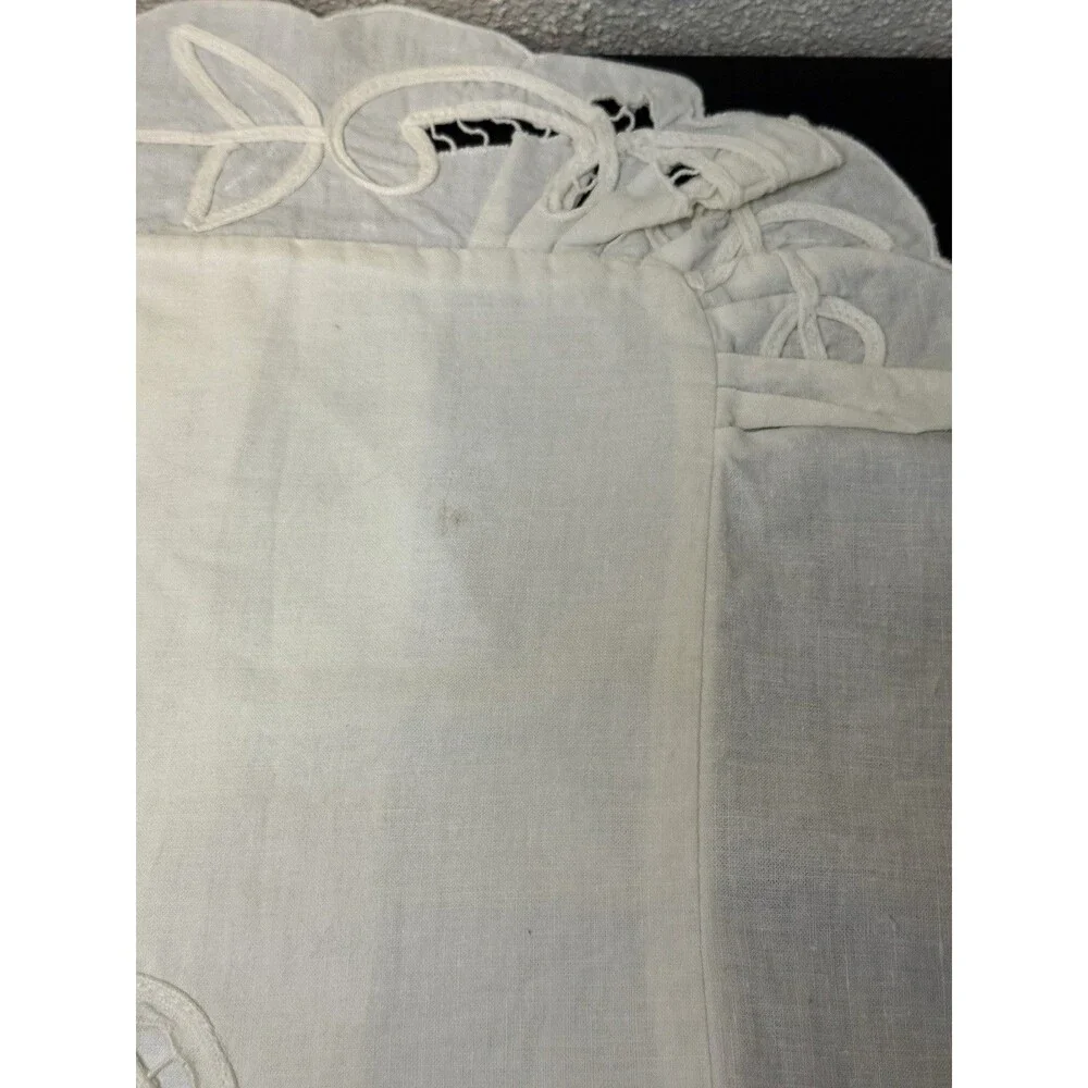 Vintage Gorgeous Euro French Hand Embroidered Pillow Sham 26x19
